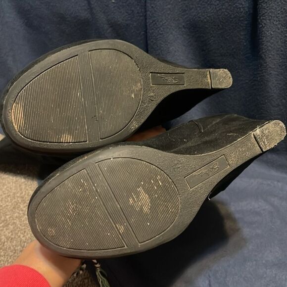 Solanz Womens Kadie Boots with Slouchy faux Suede Wedge Heel boot Black, 7.5 - Picture 6 of 13